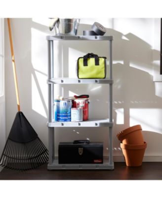 4 Shelf Knect-A-Shelf Fixed Height Solid Light Duty Storage,Grey