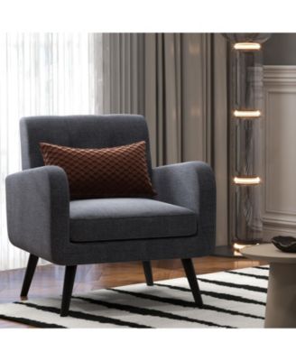 Modern Upholstered Comfy Accent Chair Single Sofa with Rubber Wood Legs