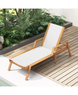 Patio Chaise Lounge Chair with Armrests and Fabric Seat for Backyard
