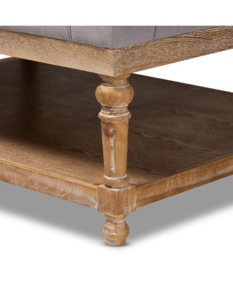 Lindsey Modern and Rustic Grey Linen Fabric Upholstered and Greywashed Wood Cocktail Ottoman