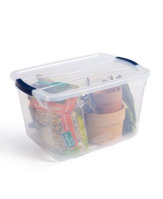 Cleverstore 32 Quart Plastic Storage Tote Container with Lid (6 Pack)