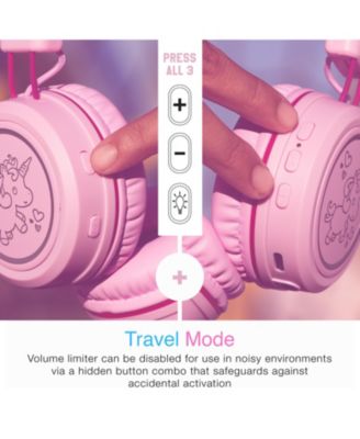 KidJamz KJ55BT Safe Listening Bluetooth Wireless Headphones for Kids w/ LED Lights
