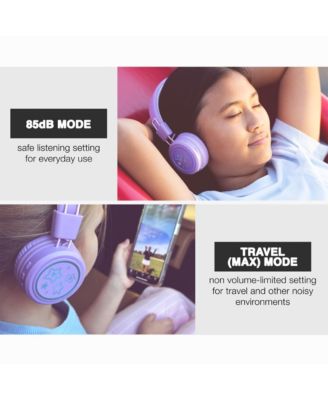 KidJamz KJ55BT Safe Listening Bluetooth Wireless Headphones for Kids w/ LED Lights