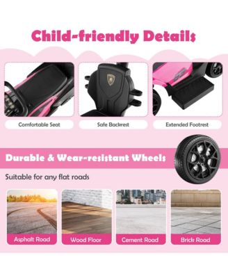 3-in-1 Licensed Lamborghini Ride on Push Car Stroller Sliding Car w/ Sound
