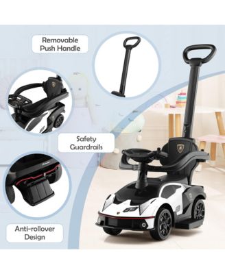 3-in-1 Licensed Lamborghini Ride on Push Car Stroller Sliding Car w/ Sound