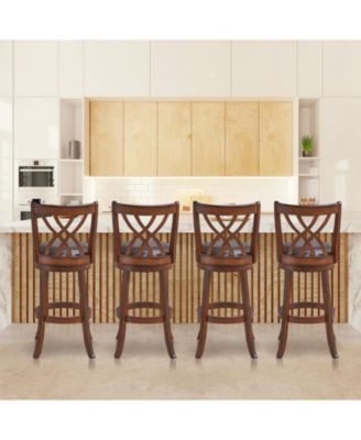 360° Swivel Counter Height Chairs with PU Leather Cushioned Seat and Footrests-30 inches