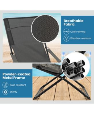 Patio Folding Sling Chair with Ottoman Footrest and Removable Cushion