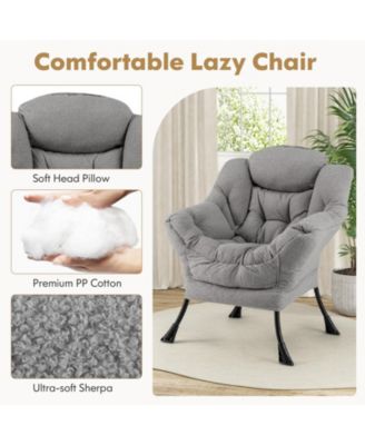 Modern Accent Chair with Folding Footrest and Head Pillow