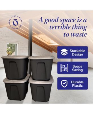 6610BKTS.10 10 Gallon Durable Molded Plastic Storage Bin with Secure Lid