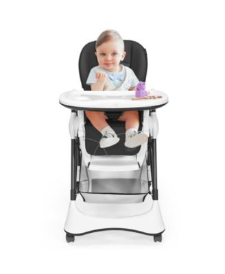 Boys A-Shaped High Chair with 4 Lockable Wheels