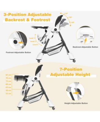Boys A-Shaped High Chair with 4 Lockable Wheels