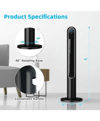 42 Inch 80 Degree Tower Fan with Smart Display Panel and Remote Control