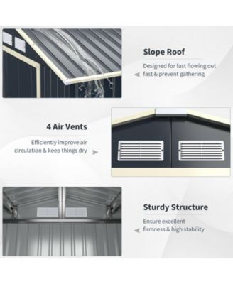 7 Feet x 4 Feet Metal Storage Shed with Sliding Double Lockable Doors