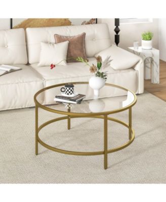 36 Inch Round Table with Tempered Glass Tabletop