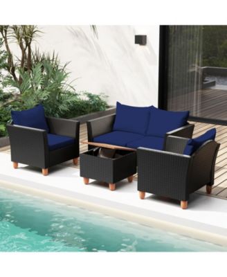 4 Pieces Outdoor Conversation Set with Storage Table