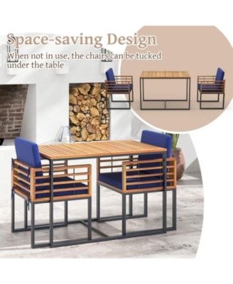 3 Pieces Outdoor Dining Set with 2 Acacia Wood Armchairs and Dining Table