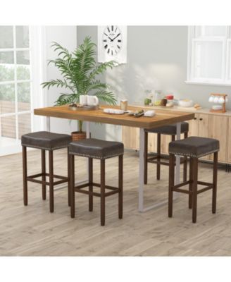 Upholstered Bar Stools Set of 2 with Footrests for Counter