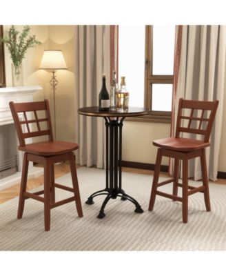 Counter Height Barstools Set of 2 with 6-Grid Hollow Back and Seat