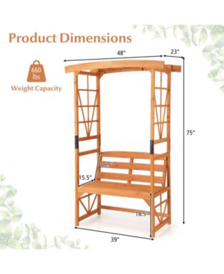 6.2 Feet Tall Patio Garden Arbor with Pergola and 2-Seat Bench for Garden Lawn Backyard Decoration