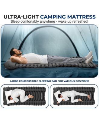 Ultralight Sleeping Pad with Carrying Bag, Compact & Self-Inflating, Gray
