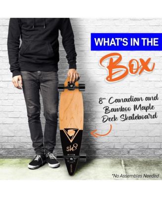 8" Canadian Maple Deck Skateboard, Mini Cruiser for All Ages (Black)