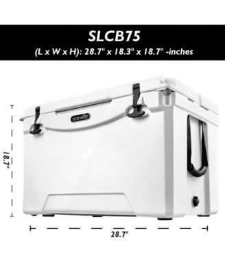 75-Quart Portable Cooler Box, Holds Up to 63 Cans (White)