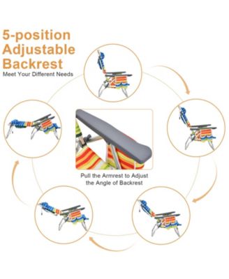 2 Packs 5-Position Outdoor Folding Backpack Beach Table Chair Reclining Chair Set