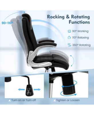 Modern Height Adjustable PU Leather Office Chair with Rocking Function