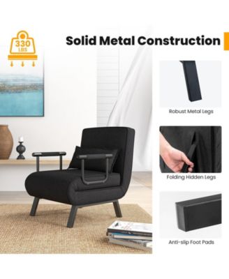 Folding 6 Position Convertible Sleeper Bed Armchair Lounge Couch with Pillow