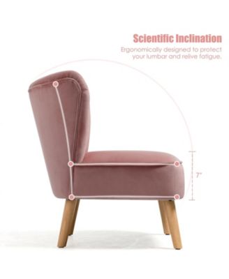 Modern Armless Velvet Accent Chair with Wood Legs