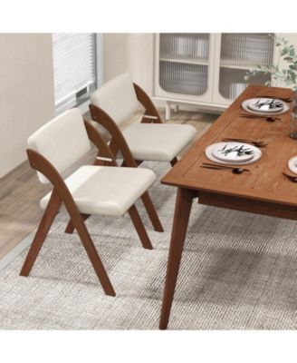 Set of 2 Folding Kitchen Dining Chairs with Rubber Wood Legs