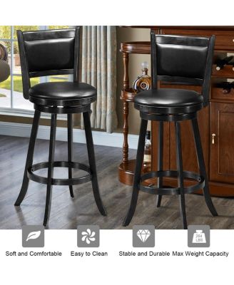 Set of 2 29 Inch Swivel Bar Height Stool Wood Dining Chair Barstool