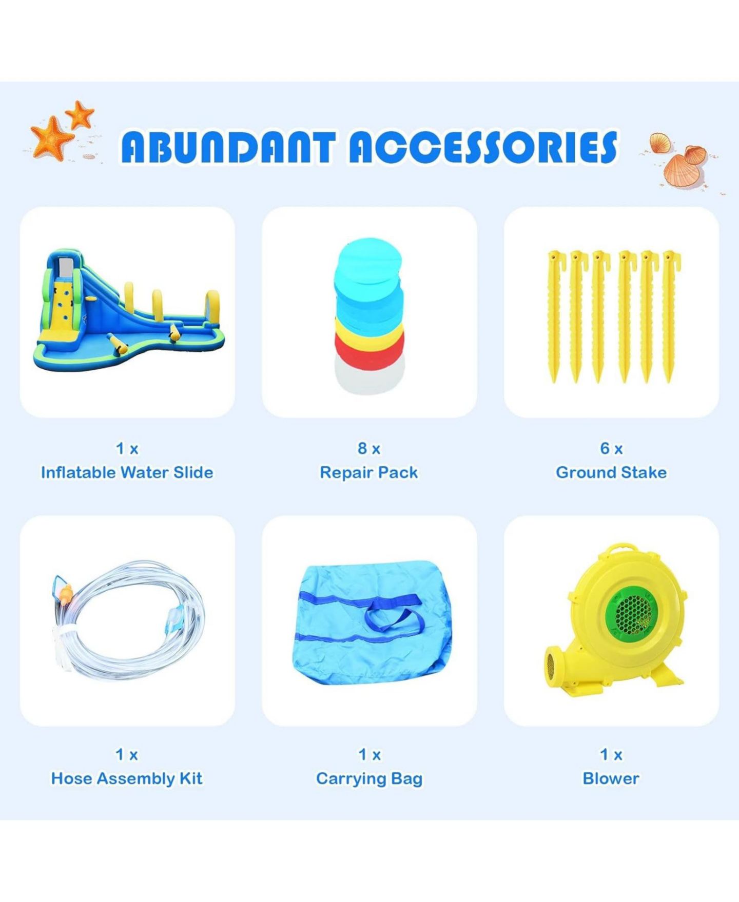 Детская игрушка GOUUN Inflatable Water Bounce House with Water Slide, Splash Pool & 735W Blower, Ages 4+ — фото 6