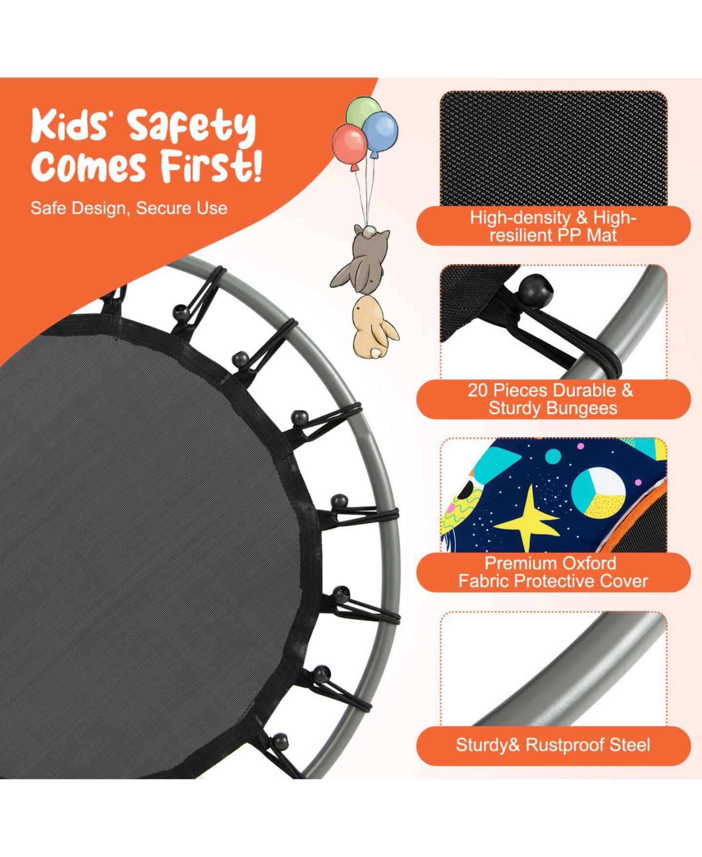 Детская игрушка GOUUN 36 Inch Mini Trampoline with Colorful LED Lights and Bluetooth Speaker — фото 7