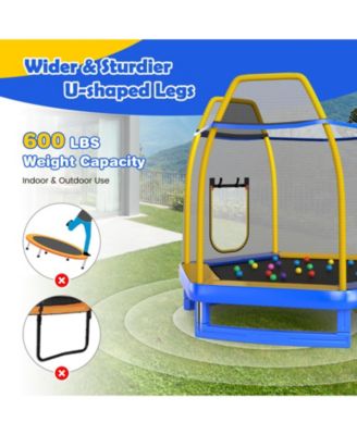 7-Foot Indoor Outdoor Trampoline with Ladder, Slide, and Safety Net