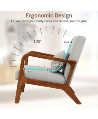 Modern Accent Chair with Rubber Wood Frame and Lumbar Pillow