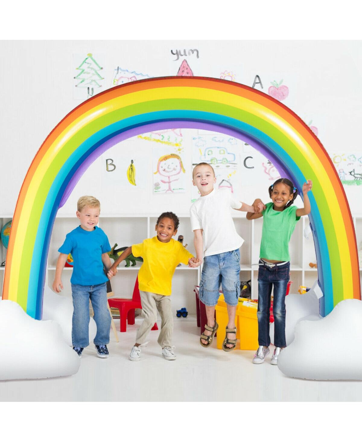 Gouun Inflatable Rainbow Sprinkler Backyard Games Outside Water Toy Yard