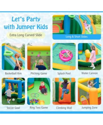 Inflatable Water Slide Blowup Bounce House with Dual Slides and Splash Pool (Without Blower)