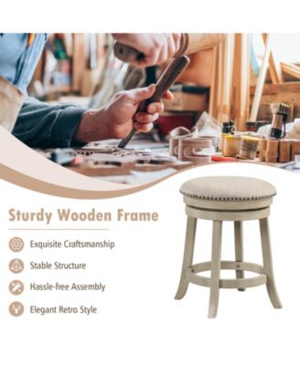 24 Inches Swivel Bar Stools Set of 2 wth Wooden Frame-24 inches