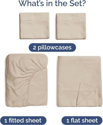 Rayon from Bamboo 4 Piece Deep Pocket Cooling Sheet Set - King - Wheat