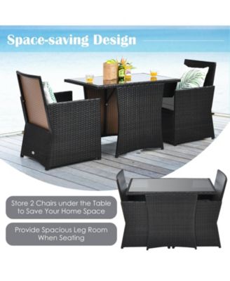 3 Pieces Patio Rattan Furniture Set with Cushion and Sofa Armrest