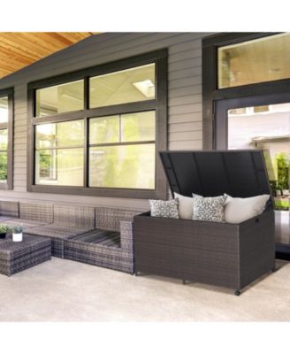 Outdoor Wicker Storage Box with Zippered Liner-133 Gallon