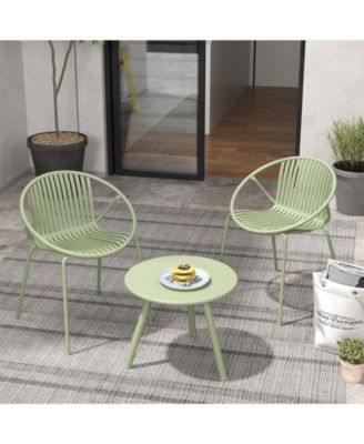 All Weather PP Patio Conversation Set with Round table and 2 Chairs