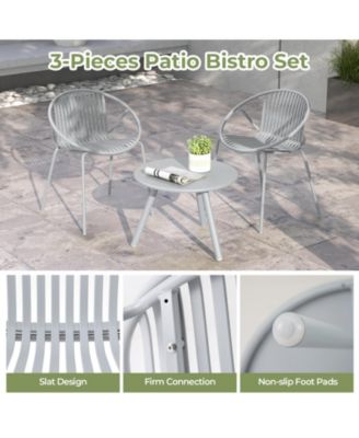 All Weather PP Patio Conversation Set with Round table and 2 Chairs