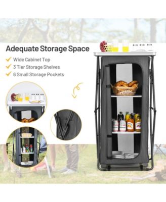 GOUUN Folding Camping Storage Cabinet with 3 Shelves and Carry Bag-L