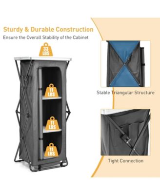 Folding Camping Storage Cabinet with 3 Shelves and Carry Bag-XL