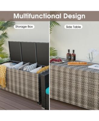 96 Gallon PE Wicker Outdoor Storage Box with 4 Wheels