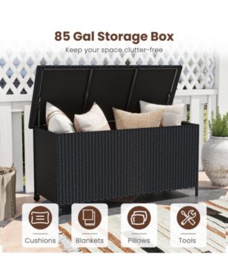 Indoor Outdoor 85 Gallon Storage Container with Waterproof Liner and Universal Wheels