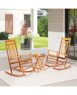3-piece Outdoor Poplar Wood Rocking Bistro Set