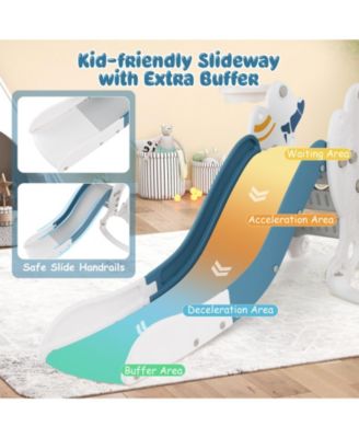 4-in-1 Kids Slide and Swing Set with Basketball Hoop